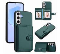 Wjenhyog Durable Case for Samsung Galaxy S21 FE,Dark Green | Durable PU Leather Scratch-Resistent,Card Holder with Stable Buckle & Photo Frame,FRID Blocking,Anti-Drop