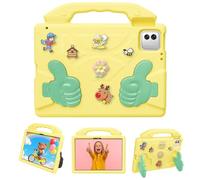 Wjenhyog Durable Case for Xiaomi Mi Pad 7/7 Pro 11.2" 2024 (Yellow) | Shockproof Protective Cover,Portable Handle & Thumb Kickstand,Rotatable Flower Decor,DIY Cartoon Pattern for Kids