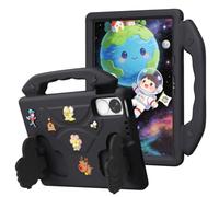Wjenhyog Kids Case for Huawei MatePad 11.5 S TGR-W09 2024 (Black) | Shockproof Protective Cover,Portable Handle & Thumb Kickstand,Rotatable Flower Decor,DIY Cartoon Pattern for Kids
