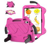 Wjenhyog Kids Case for iPad Pro 11 Inch M5 2025/M4 2024 (Model: A2836/A2837/A3006),EVA Shockproof Cover with Portable Handle & Creative Bracket & Detachable Shoulder Strap (Hot Pink + Black)