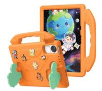 Wjenhyog Premium Case for Huawei MatePad 10.4 inch 2022 2020 (Orange) | Shockproof Protective Cover,Portable Handle & Thumb Kickstand,Rotatable Flower Decor,DIY Cartoon Pattern for Kids