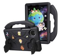Wjenhyog Premium Case for Huawei MatePad SE 10.4 inch 2023 (Black) | Shockproof Protective Cover,Portable Handle & Thumb Kickstand,Rotatable Flower Decor,DIY Cartoon Pattern for Kids