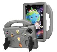 Wjenhyog Premium Case for Huawei MatePad SE 10.4 inch 2023 (Gray) | Shockproof Protective Cover,Portable Handle & Thumb Kickstand,Rotatable Flower Decor,DIY Cartoon Pattern for Kids