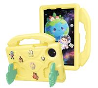 Wjenhyog Premium Case for Huawei MatePad SE 10.4 inch 2023 (Yellow) | Shockproof Protective Cover,Portable Handle & Thumb Kickstand,Rotatable Flower Decor,DIY Cartoon Pattern for Kids