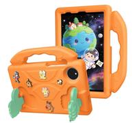Wjenhyog Premium Case for Huawei Mediapad M5 Lite 8.0 Inch (Orange) | JDN2-AL00/W09,Shockproof Protective,Portable Handle & Thumb Kickstand,Rotatable Flower Decor,DIY Cartoon Pattern for Kids