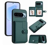 Wjenhyog Shockproof Case for Google Pixel 8,with Card Slot Dark Green | Premium TPU Drop-Proof,Foldable Card Holder Stand with Protective Buckle & Photo Frame,FRID Blocking,Anti-Scratch