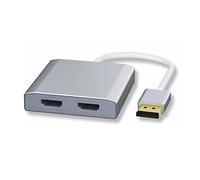 WJESOG Displayport to Dual HDMI Splitter Adapter,DP to 2 HDMI Hub Multi Stream Transport Support 4K Resolution Support MST、SST for Windows and Mac