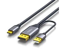 WJESOG DisplayPort to USB C Cable 6.6ft 4K@60Hz With USB Cable Adapter,DP Male to Type-C Male Converter Support Touch with Nreal Air, MacBook Pro/Air 2020/2018, iPad Pro/Air, XPS