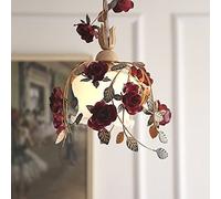 WJFMZS American Garden Chandelier Victorian Pastoral Rose Vine Entwined Ceiling Lamp Rococo Baroque Gothic Court Pendant Light Iron Chain Wall Fix Lamp for Bedroom Kitchen Coffee Shop