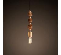 WJFMZS Long Beaded Solid Wood Ceiling Pendant Lamp Geometric Building Block String Design Chandelier Japanese Retro Countryside Wall External Hanging Light for Lounge Tavern Counter Studio
