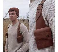 WJFMZS Men's Strap Hidden Underarm Shoulder Bag Western Cowboy Retro Outdoor Adjustable PU Leather Double Shoulder Pouch Armpit Bag Holster Bag Steampunk Holster Anti-Theft Wallet