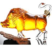 WJFMZS Wild Boar-Shaped Glass Wine Jar, 1000ML Whisky Decanter, Artistic Glass Bottle Craft Bottle, Hand-Blown Glass Crafts For Liquor, Scotch, Bourbon, Vodka Home, Office, Winery, Art Display