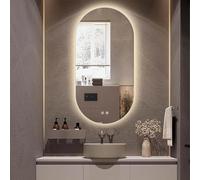 WJFTODAY 24"×40" Frameless Oval Bathroom Mirror - Anti-Fog Smart Vanity Mirror with 3 Color Dimmable Backlit Light, Wall Mount Decorative Full Length Reflector, Perfect for Modern Bathrooms