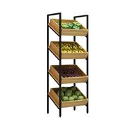 WJFTODAY 4 Tier Commercial Supermarket Fruit and Vegetable Storage Shelf Large Capacity Retail Basket Rack for Easy Organization Ideal for Snacks and Tools
