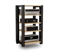 WJFTODAY 5 Tier Media Stand with Height Adjustable Wooden Shelf for Home/Office Audio/Video Component Cabinet CD Player Stand Stereo Equipment Storage Rack Modern and Functional Design