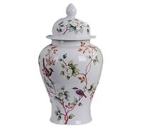 WJFTODAY Ceramic Vases Ginger Jar With Lid For Home Decor Flower Birds Pattern Temple Jar Vase Jingdezhen Traditional Chinese Porcelain Dried Flower Vases Decoration For Liv Yellow-S (White Medium)