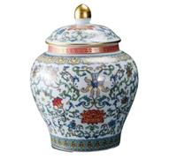 WJFTODAY Decorative Jar Ginger Jar Vase Decor Ceramic Ginger Jar With Lid Vase Porcelain Jar Decorative Flower Vases Handmade Porcelain Ginger Jars Storage Jar