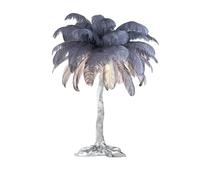 WJFTODAY Feather Table Lamp, Desktop Feather Standing Lamp with Feather Lampshade and Silver Light Body, Modern Dimmable Desk Lamp for Bedroom, Living Room - 60cm H
