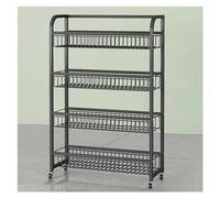 WJFTODAY Fruit Vegetable Snack Cart with Wheels, 4-Tier Drinks Crisps Shelf for Drugstores Cashier's Desk Supermarket Candy Shops(Black,50X20X86CM(19.7X7.9X33.9IN))