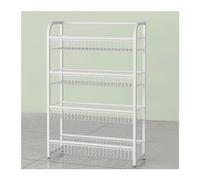 WJFTODAY Fruit Vegetable Snack Cart with Wheels, 4-Tier Drinks Crisps Shelf for Drugstores Cashier's Desk Supermarket Candy Shops(White,50X20X86CM(19.7X7.9X33.9IN))