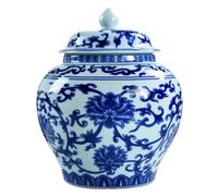 WJFTODAY Ginger Jar Ceramic Vase Ginger Jar With Lid Chinoiserie Antique Style Home Decorative Retro Blue And White Porcelain Ceramic Decorative Jar Storage Ja(A-9.5 * 11.5Cm)