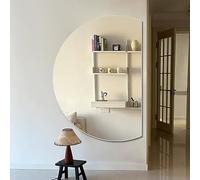 WJFTODAY HD Anti-Fog Bathroom Mirror, 100cm Smart Touch Dimmer, Half Moon Wall Mirror, 3 Color Adjustable LED Light, Right Cut Design, 120x80cm, Elegant Décor