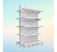 WJFTODAY Heavy Duty Supermarket Shelves Center Island Cabinet, Candy Display Rack, Garage Shelving, Commercial Shelf for Retail Convenience, Supermarkets, Drugstores, G(White-120x80x165cm