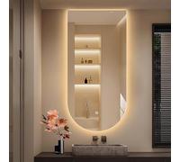 WJFTODAY LED Bathroom Mirror 70x130cm (24x48inch) - Dimmable Frameless Wall Mirror with Anti-Fog, Stylish Backlit Design, Perfect for Modern Home Decor