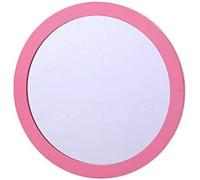 WJFTODAY Pink Round Mirror for Kids Colorful Wall Mounted Bathroom & Bedroom Decor 39x39CM Charming Small Decorative Mirror for Kindergarten & Corridor Use.