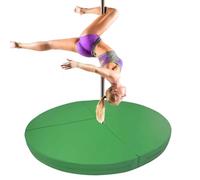 WJFTODAY Round Folding Crash Mat for Pole Dancing, 1"-4" Thick Non-Slip Foam Safety Pad for Gymnastics, Fitness, Aerial Yoga - Green Color, 120cm x 3cm (47.2in x 1.2in)