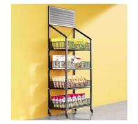 WJFTODAY Snack Shelf Organizer,Supermarket Display Shelf, Drinks/Small Food/Toys Storage Rack Against the Wall(Black,50x27x140cm)