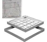 WJFTODAY Stainless Steel Square Manhole Cover & Frame, Heavy-Duty Invisible Drain Inspection Lid, Ideal for Driveways, 40x40 cm, Sewage Pit Access Cover