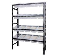 WJFTODAY Supermarket shelves, Snack Rack Display Stand for Floor, 150cm Tall Commercial Shelving Display Unit With 20 Box for Chip Fruit(Black)