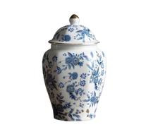 WJFTODAY Vase Storage Jars Tea Caddy Modern Vase Ceramic Ginger Jar With Lid Decorative Flower Vases Porcelain Temple Jar Containers Ginger Jar With Lid,C 11 * 19cm