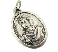 WJH Silver Toned Saint St Genesius Pray for Us Christian Italian Medal 1 Inch Pendant