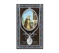 WJH St Rose Pewter Oval Medal with Cont Loop Stainless Chain | Patron Saint of Peru and All South America