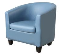 WJHDWYD 2 Pieces Chesterfield Chair Cover PU Leather with Cushion Cover, Elastic Waterproof Cocktail Chair Cover, Removable Armchair Furniture Protector for Living Room(Azzurro)