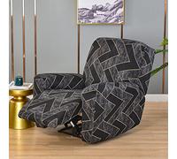 WJHDWYD 4 Pieces Easy Recliner Cover, Elastic Recliner Cover, Recliner Cover with Side Pockets and Elastic Bottom for Living Room, Machine Washable(Quadri Grigi)