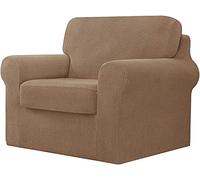 WJHDWYD 7 Pieces Stretch Sofa Cover, Sofa Cover with Three Separate Backs and Cushions with Elastic Band, Checked Spandex Jacquard Fabric(Cammello,1 posti (80-120 cm))