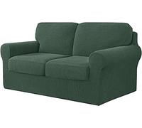 WJHDWYD 7 Pieces Stretch Sofa Cover, Sofa Cover with Three Separate Backs and Cushions with Elastic Band, Checked Spandex Jacquard Fabric(Dark Cyan,2 posti (145-178 cm))