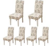 WJHDWYD Chair Covers with Backrest 4/6 Pieces, Elastic Chair Covers with Backrest, Jacquard Washable Chair Cover Modern Chair Cover for Modern Dining Room Hotel Restaurant(C6,4 Pezzi)