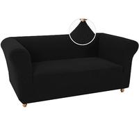 WJHDWYD Chesterfield Stretch Sofa Cover Non-Slip Stain Resistant Stretch Sofa Slipcover 3 Seater Sofa Cover with Armrests Super Soft Fabric(Nero,2 Posti)