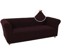 WJHDWYD Chesterfield Stretch Sofa Cover Non-Slip Stain Resistant Stretch Sofa Slipcover 3 Seater Sofa Cover with Armrests Super Soft Fabric(Marrone,3 Posti)