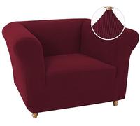 WJHDWYD Chesterfield Stretch Sofa Cover Non-Slip Stain Resistant Stretch Sofa Slipcover 3 Seater Sofa Cover with Armrests Super Soft Fabric(Vino Rosso,1 Posto)