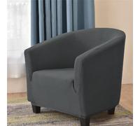 WJHDWYD Convertible Chesterfield Armchair Cover Stretch Jacquard Solid Color 1 Seater Armchair Cover Lounge Club Armchair Cover, Easy to Install and Wash(Gris Foncé)