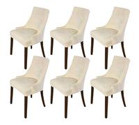WJHDWYD Elastic Velvet Wingback Side Chair Covers, Set of 1 Thick Dining Chair Covers Removable Washable Arm Chair Protector Cover-Gold-Set of 1(Beige,Lot de 6)