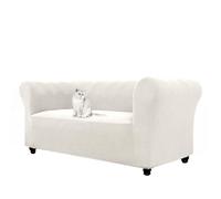 WJHDWYD Jacquard Stretch Chesterfield Sofa Cover, 1 2 3 Seater Sofa Cover with Armrests for Living Room, Non-Slip, Soft, Protector for Curved Furniture and Sofas(Avorio,2 Posti)
