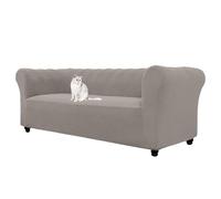 WJHDWYD Jacquard Stretch Chesterfield Sofa Cover, 1 2 3 Seater Sofa Cover with Armrests for Living Room, Non-Slip, Soft, Protector for Curved Furniture and Sofas(Taupe,3 Posti)