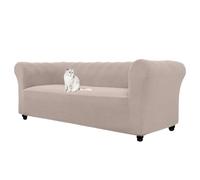 WJHDWYD Jacquard Stretch Chesterfield Sofa Cover, 1 2 3 Seater Sofa Cover with Armrests for Living Room, Non-Slip, Soft, Protector for Curved Furniture and Sofas(Cachi,3 Posti)