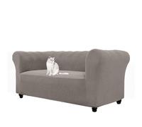 WJHDWYD Jacquard Stretch Chesterfield Sofa Cover, 1 2 3 Seater Sofa Cover with Armrests for Living Room, Non-Slip, Soft, Protector for Curved Furniture and Sofas(Taupe,2 Posti)